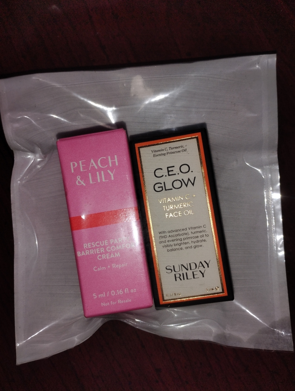 Peach Lily Rescue Party Barrier Comfort Cream & Sunday Riley C.E.O. Glow